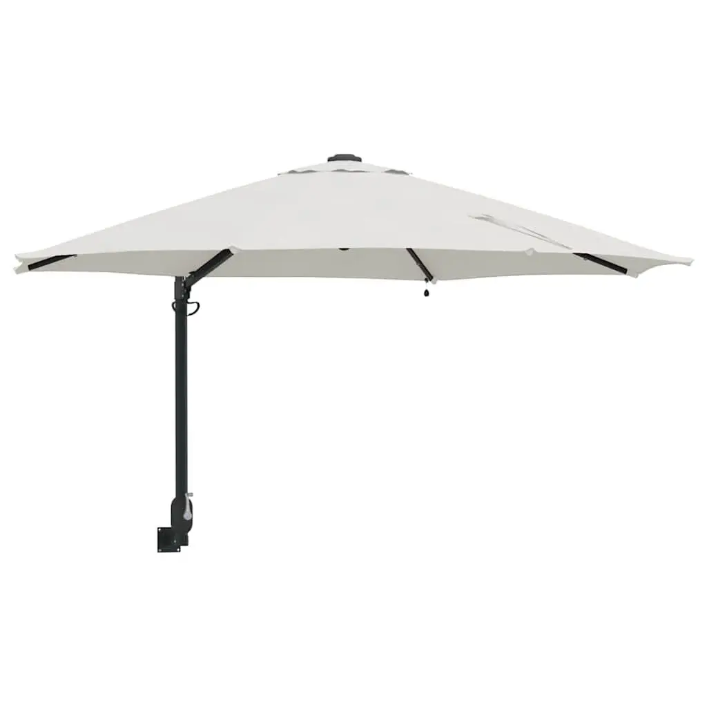 Garden Parasol Adjustable Tilt 248cm Brown Polyester Steel Frame Solar LED
