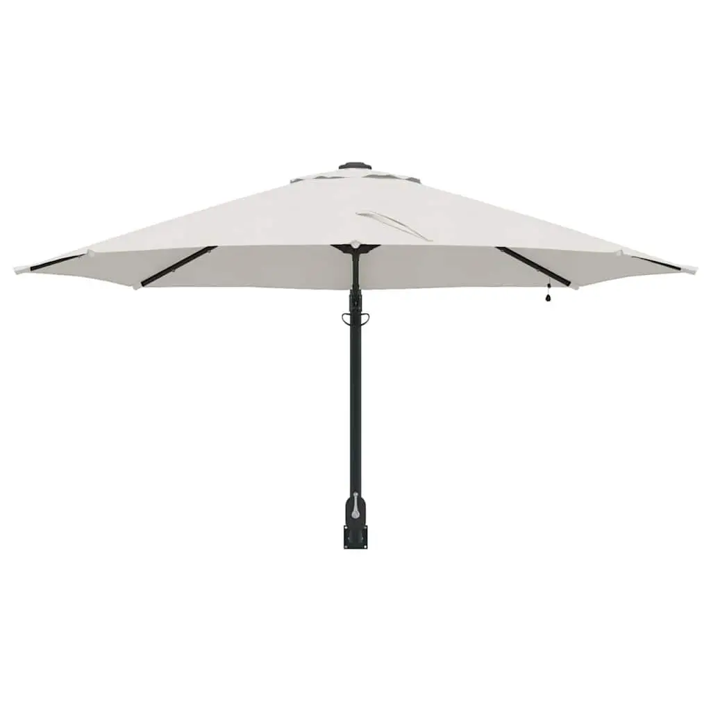 Garden Parasol Adjustable Tilt 248cm Brown Polyester Steel Frame Solar LED