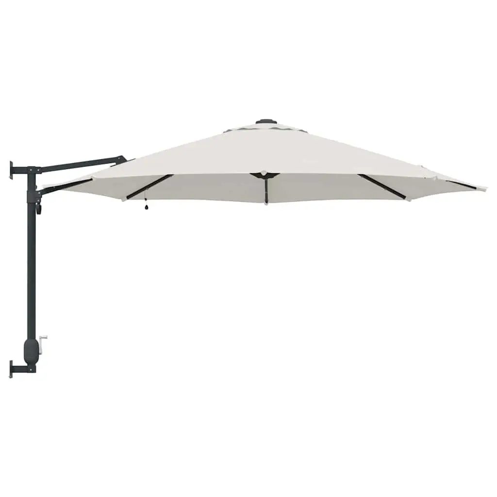 Garden Parasol Adjustable Tilt 248cm Brown Polyester Steel Frame Solar LED