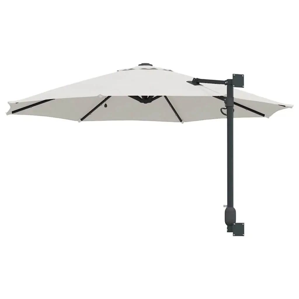 Garden Parasol Adjustable Tilt 248cm Brown Polyester Steel Frame Solar LED
