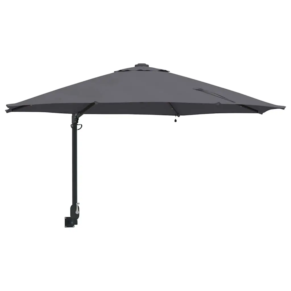 Garden Parasol Manual Anthracite Square Canopy with LED Lights 248cm
