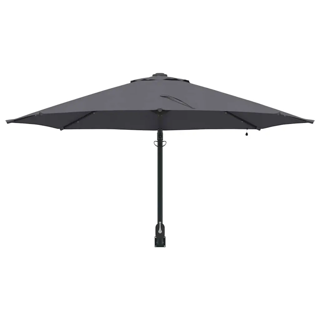 Garden Parasol Manual Anthracite Square Canopy with LED Lights 248cm