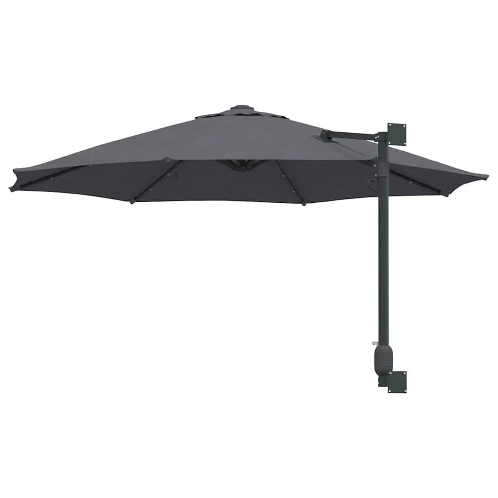 Garden Parasol Manual Anthracite Square Canopy with LED Lights 248cm