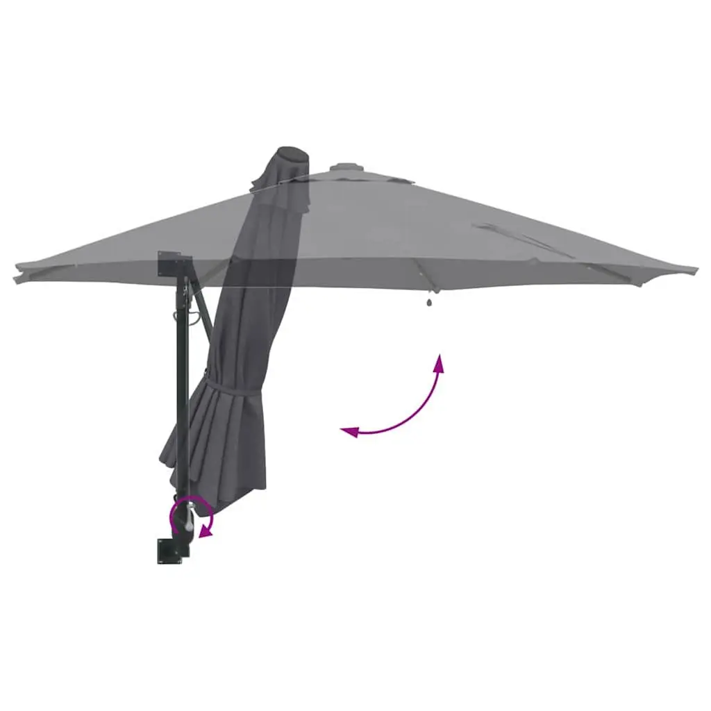 Garden Parasol Manual Anthracite Square Canopy with LED Lights 248cm