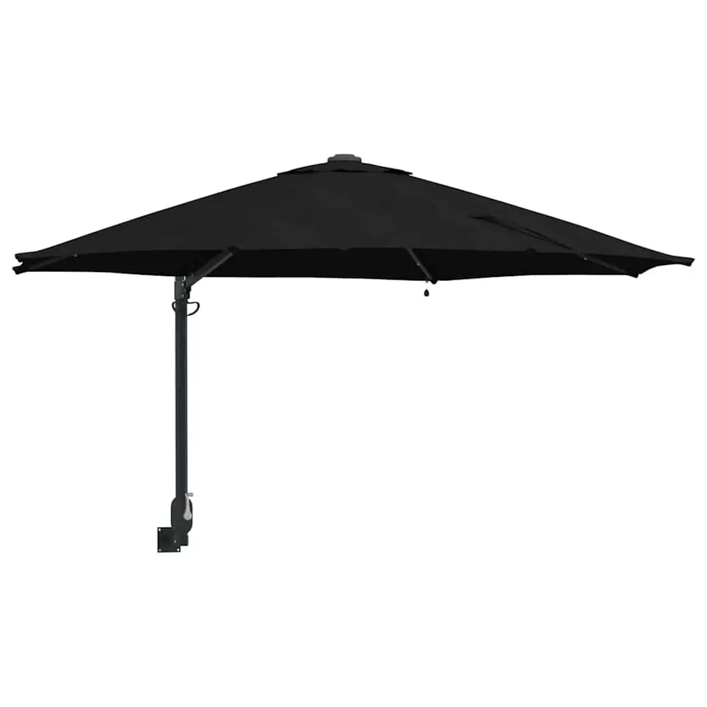 Garden Parasol Adjustable Tilt 248cm Black Outdoor Shade with Solar LED Lights