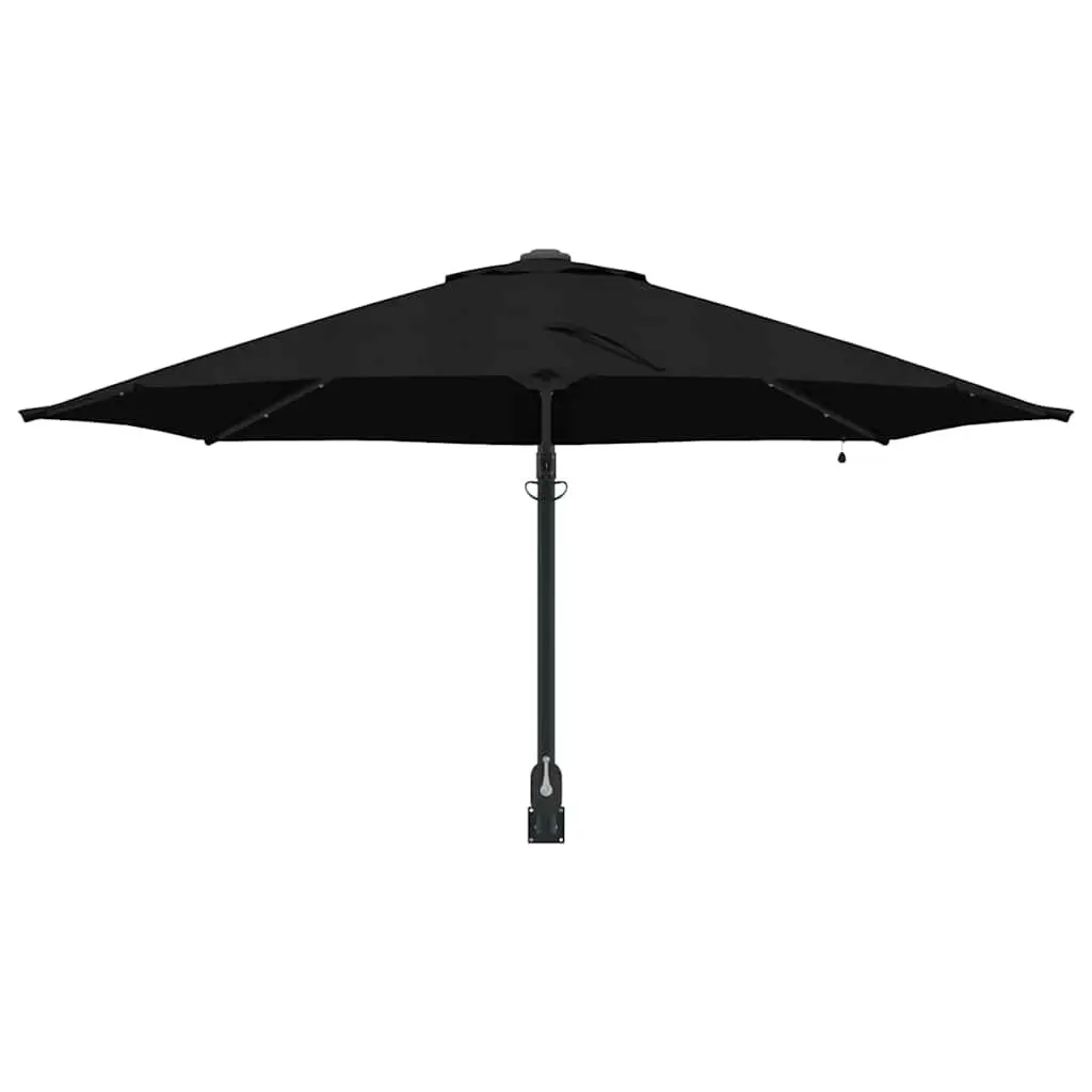 Garden Parasol Adjustable Tilt 248cm Black Outdoor Shade with Solar LED Lights