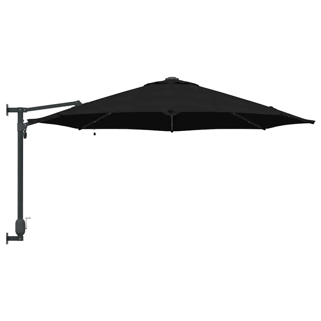 Garden Parasol Adjustable Tilt 248cm Black Outdoor Shade with Solar LED Lights
