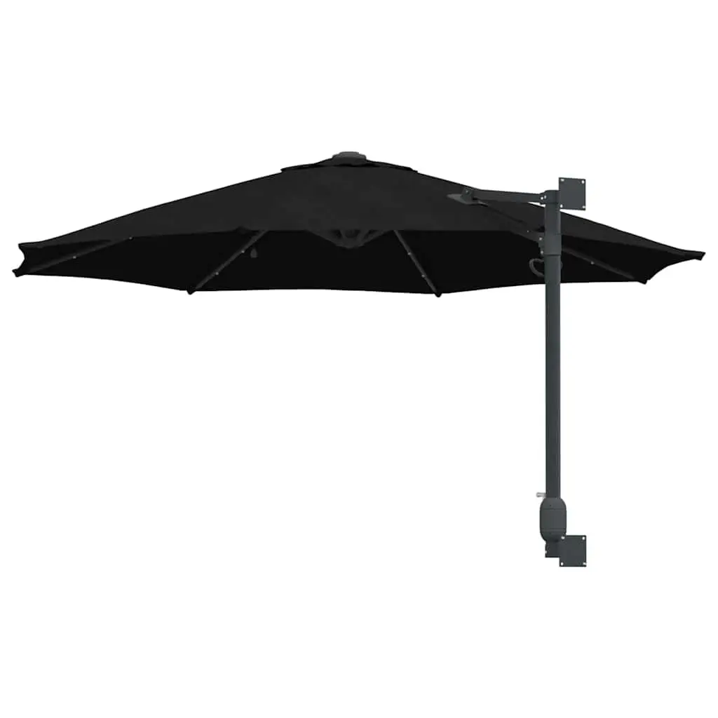 Garden Parasol Adjustable Tilt 248cm Black Outdoor Shade with Solar LED Lights