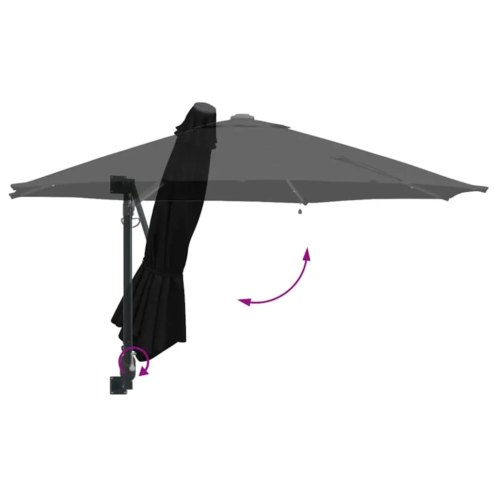 Garden Parasol Adjustable Tilt 248cm Black Outdoor Shade with Solar LED Lights