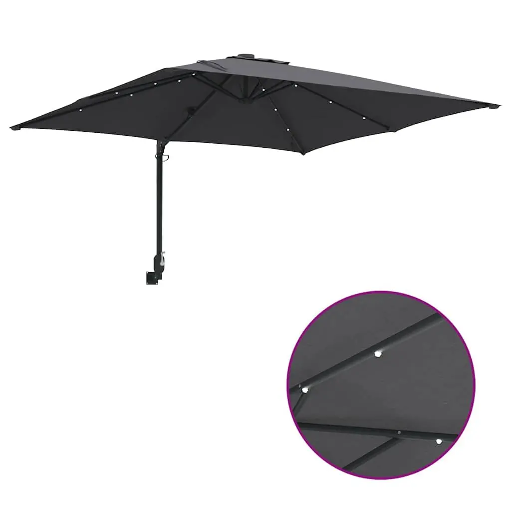 Garden Parasol Cantilever Outdoor Umbrella Sunshade with LED Lights Tilt Adjustable 2485 x 2475 x 160 cm