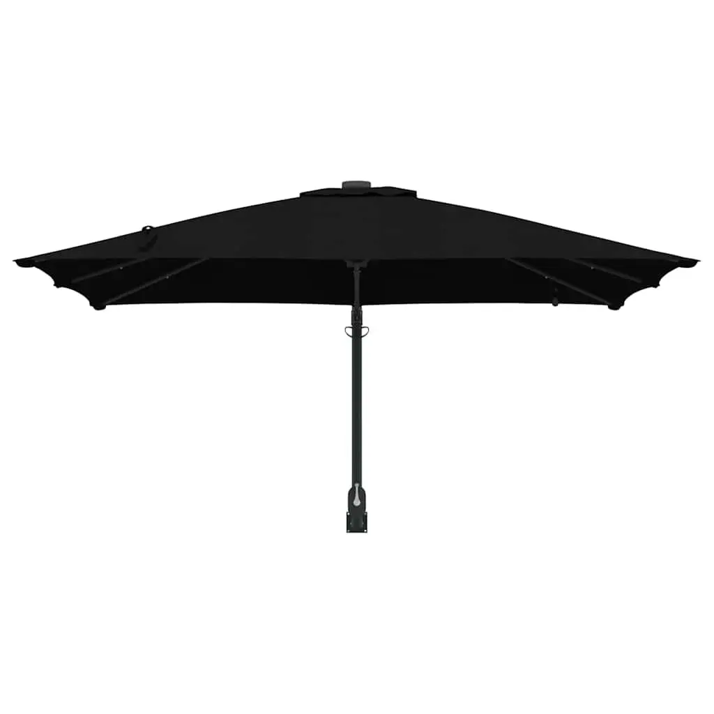 Garden Parasol Cantilever Umbrella Outdoor Shade Black 248.5cm UV-Resistant Polyester Canopy Adjustable Tilt Solar LED Lights