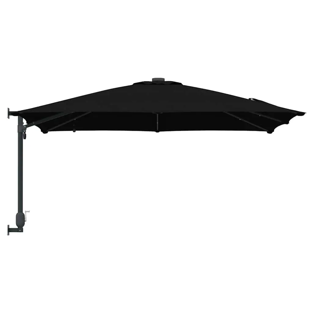 Garden Parasol Cantilever Umbrella Outdoor Shade Black 248.5cm UV-Resistant Polyester Canopy Adjustable Tilt Solar LED Lights