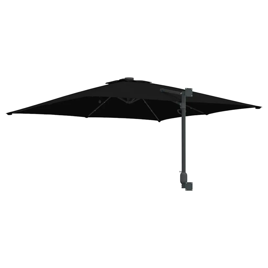 Garden Parasol Cantilever Umbrella Outdoor Shade Black 248.5cm UV-Resistant Polyester Canopy Adjustable Tilt Solar LED Lights