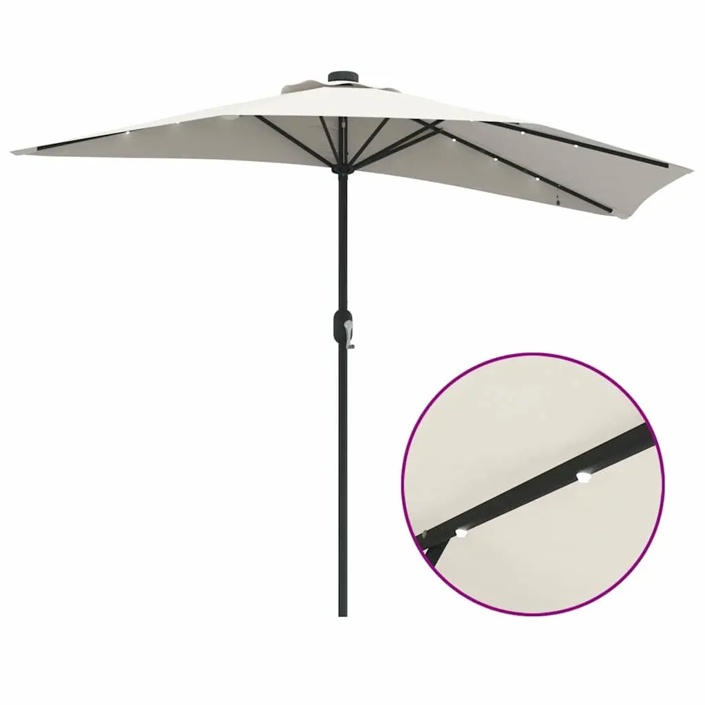 Garden Parasol Outdoor Umbrella UV-resistant Polyester Fabric Manual Crank 294x150x224cm Brown