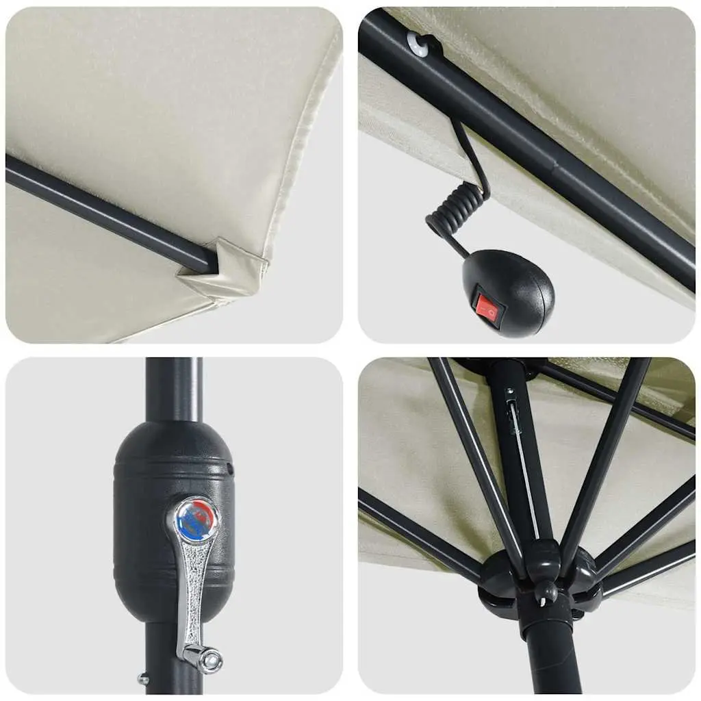 Garden Parasol Outdoor Umbrella UV-resistant Polyester Fabric Manual Crank 294x150x224cm Brown