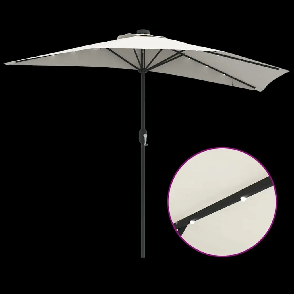 Garden Parasol Outdoor Umbrella UV-resistant Polyester Fabric Manual Crank 294x150x224cm Brown