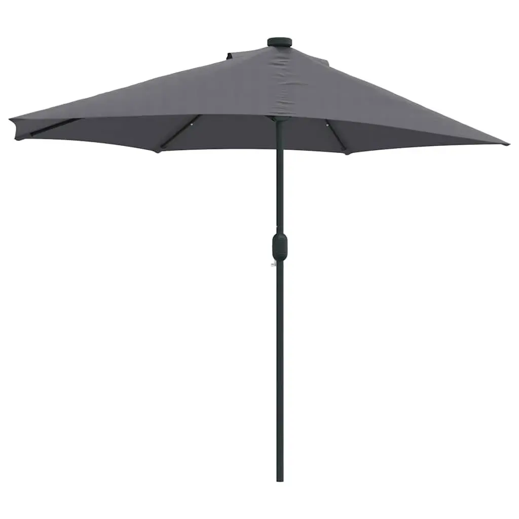 Garden Parasol Outdoor Umbrella LED Lights Manual Crank Anthracite 294x150x224cm