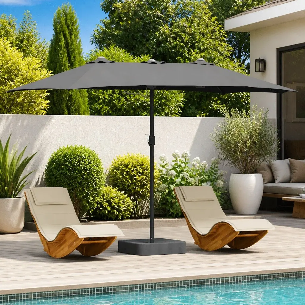 Garden Parasol Modern Anthracite 385 x 209 x 244 cm Outdoor Umbrella Shade Canopy