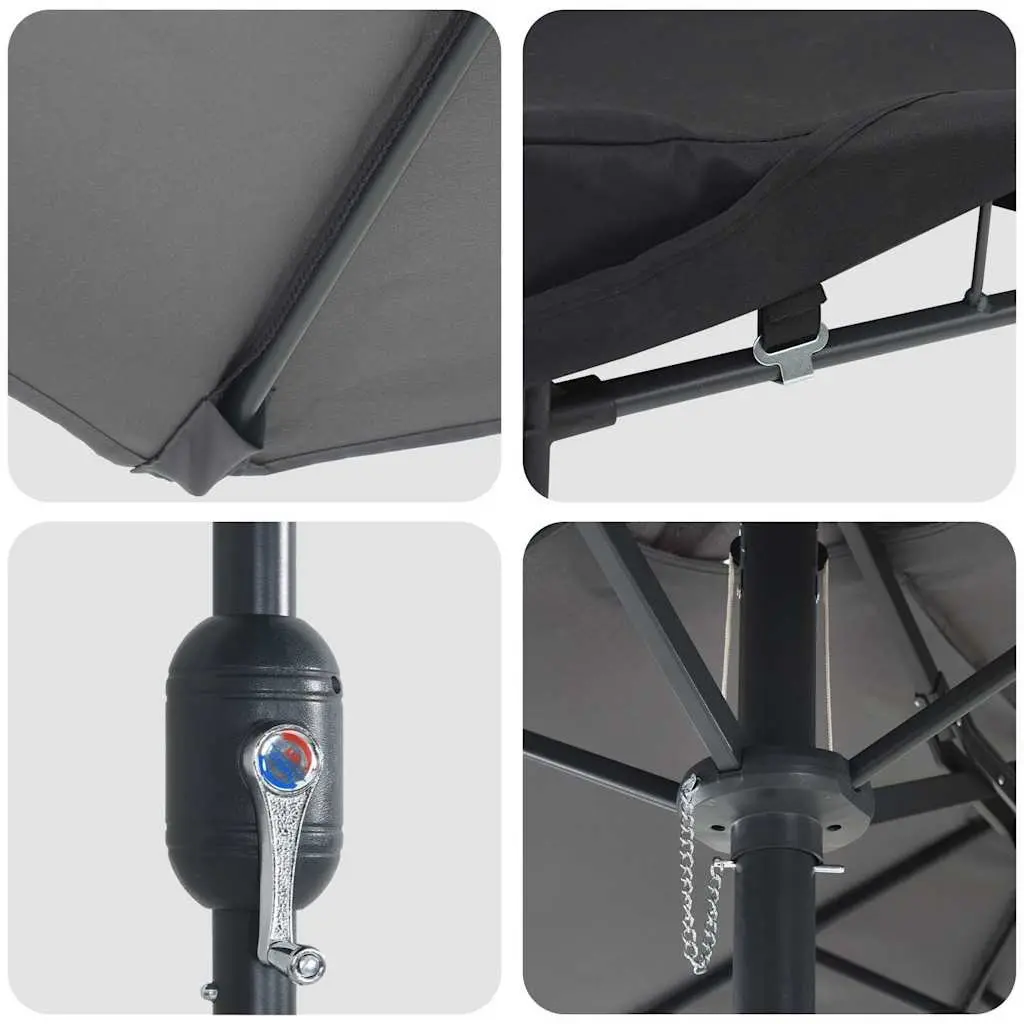 Garden Parasol Modern Anthracite 385 x 209 x 244 cm Outdoor Umbrella Shade Canopy