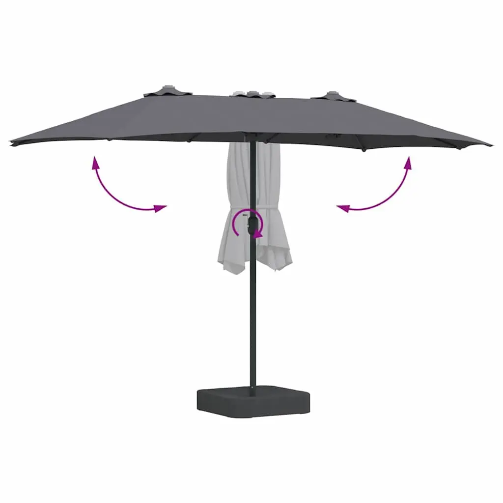 Garden Parasol Modern Anthracite 385 x 209 x 244 cm Outdoor Umbrella Shade Canopy