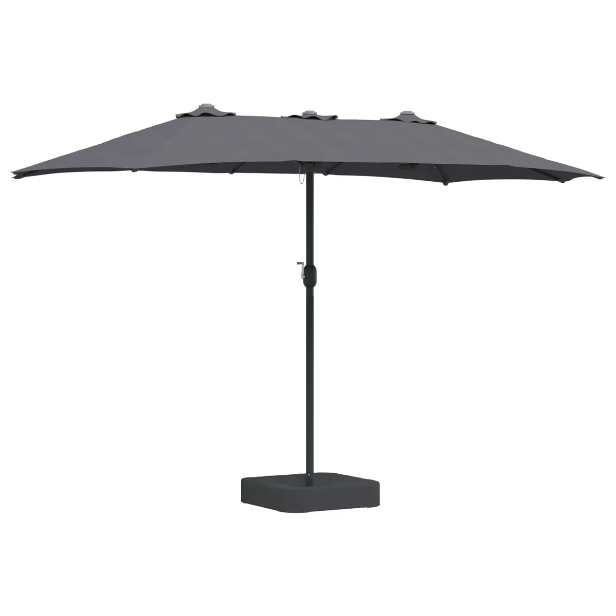Garden Parasol Solar LED Anthracite 385 x 209 x 244 cm Crank Outdoor Umbrella