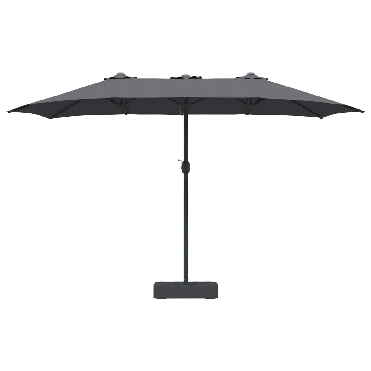 Garden Parasol Solar LED Anthracite 385 x 209 x 244 cm Crank Outdoor Umbrella
