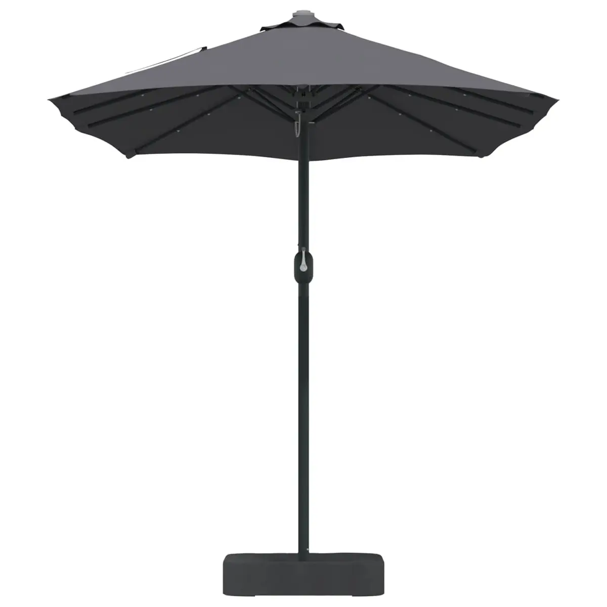Garden Parasol Solar LED Anthracite 385 x 209 x 244 cm Crank Outdoor Umbrella