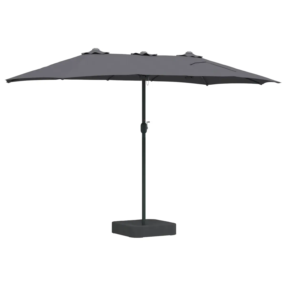 Garden Parasol Solar LED Anthracite 385 x 209 x 244 cm Crank Outdoor Umbrella