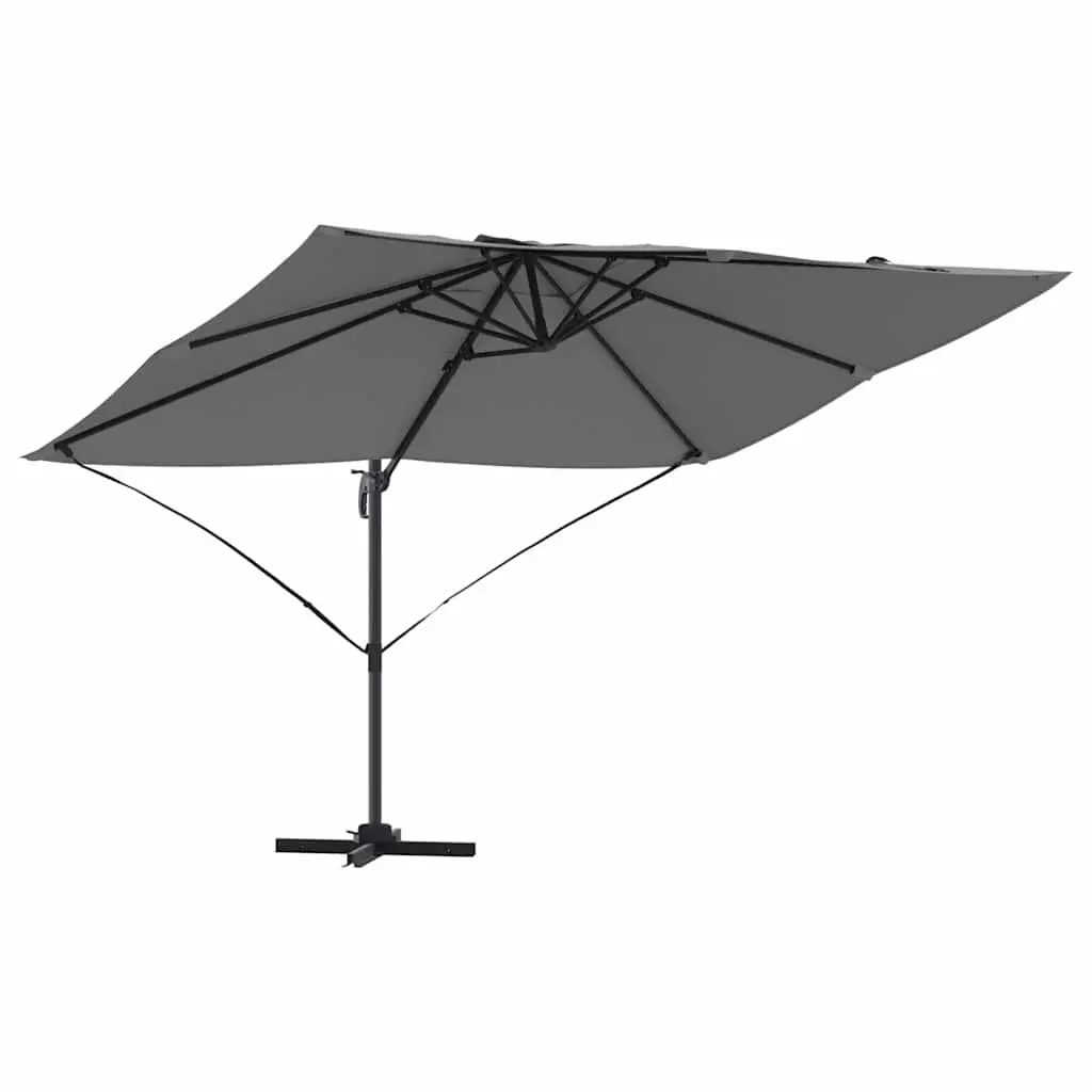 Cantilever Parasol Anthracite 351x250x260cm Outdoor Umbrella with 360° Rotatable Base and Manual Hand-Crank Mechanism