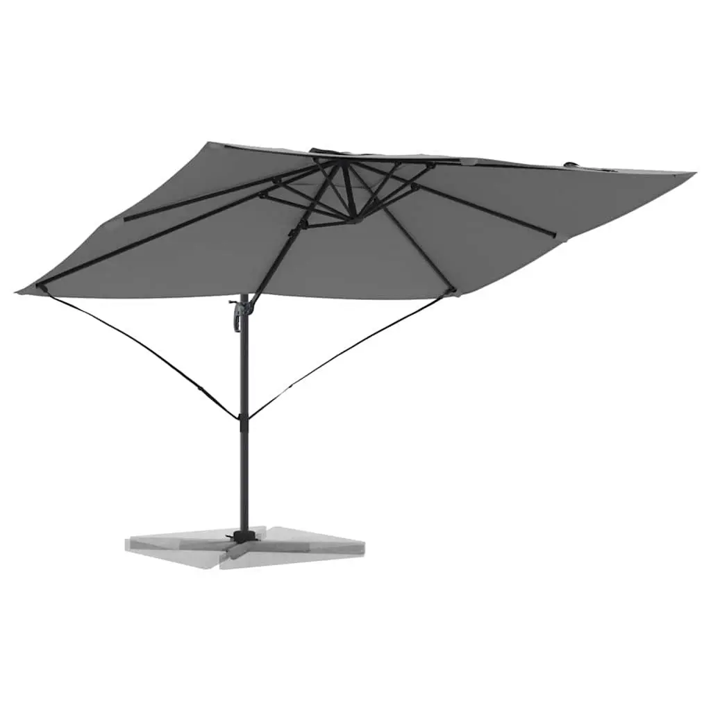 Cantilever Parasol Anthracite 351x250x260cm Outdoor Umbrella with 360° Rotatable Base and Manual Hand-Crank Mechanism