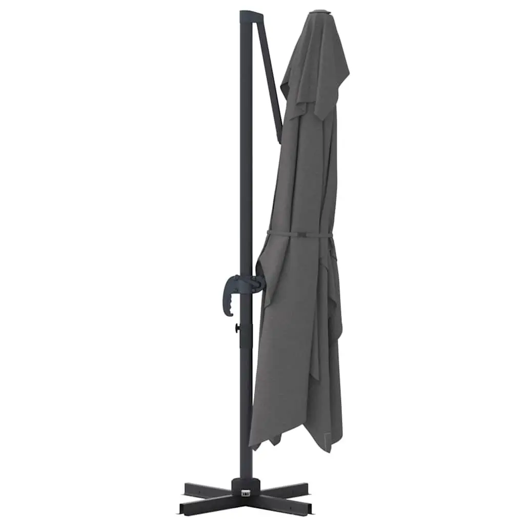 Cantilever Parasol Anthracite 351x250x260cm Outdoor Umbrella with 360° Rotatable Base and Manual Hand-Crank Mechanism