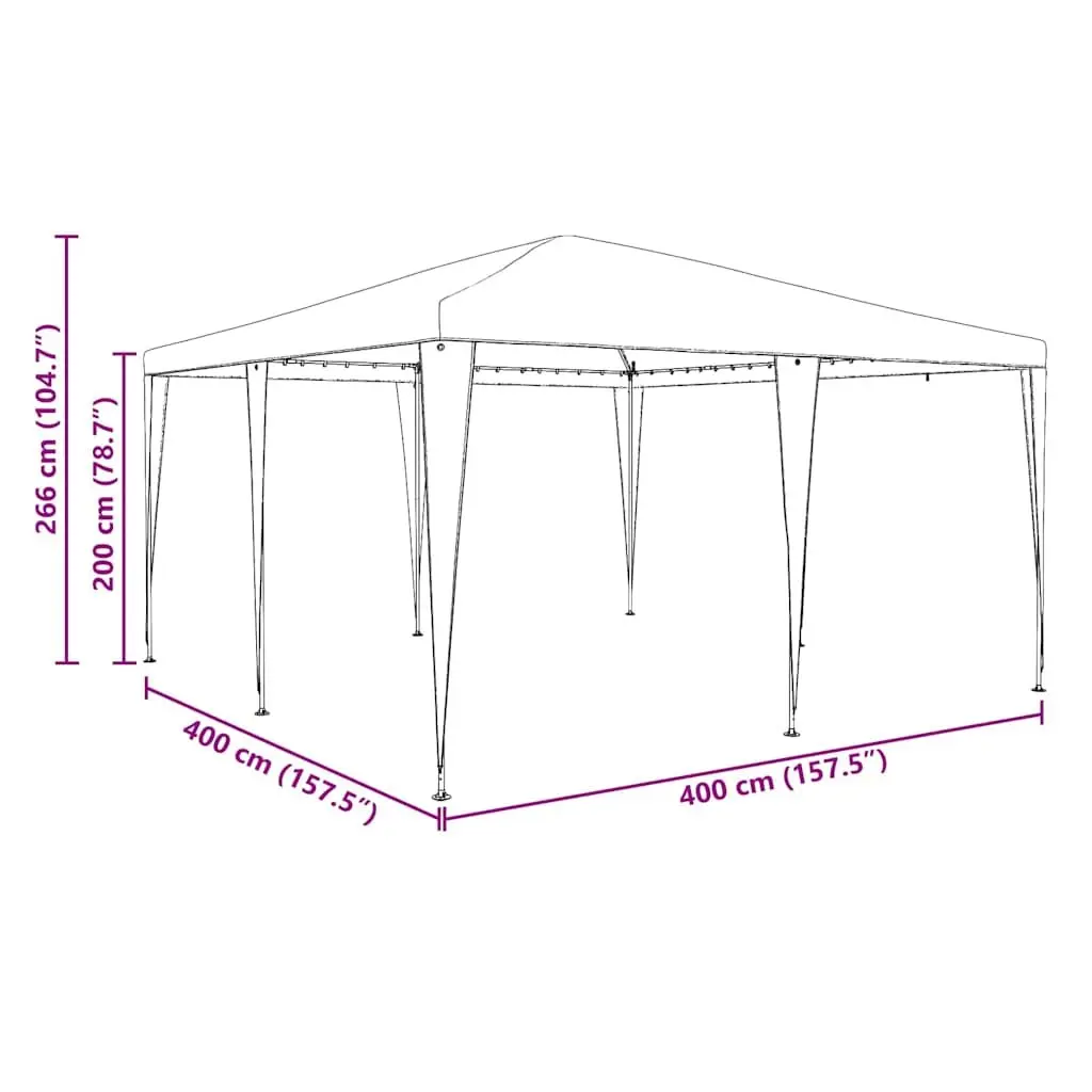 Party Tent Rectangular Anthracite 400 x 400 x 266 cm Outdoor Garden Gazebo Canopy