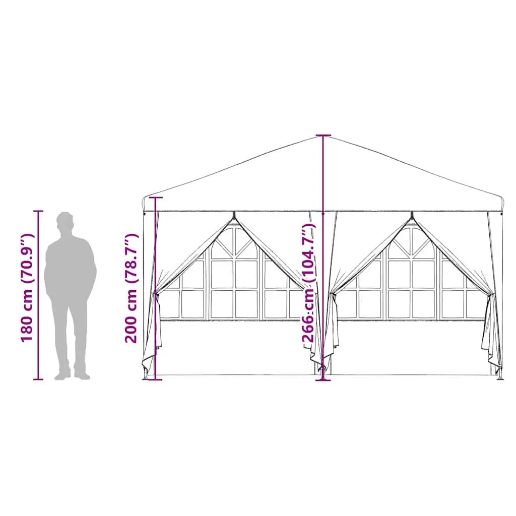 Party Tent White Durable Polyethylene 400x400x266cm Outdoor Canopy Gazebo with 8 Removable Sidewalls