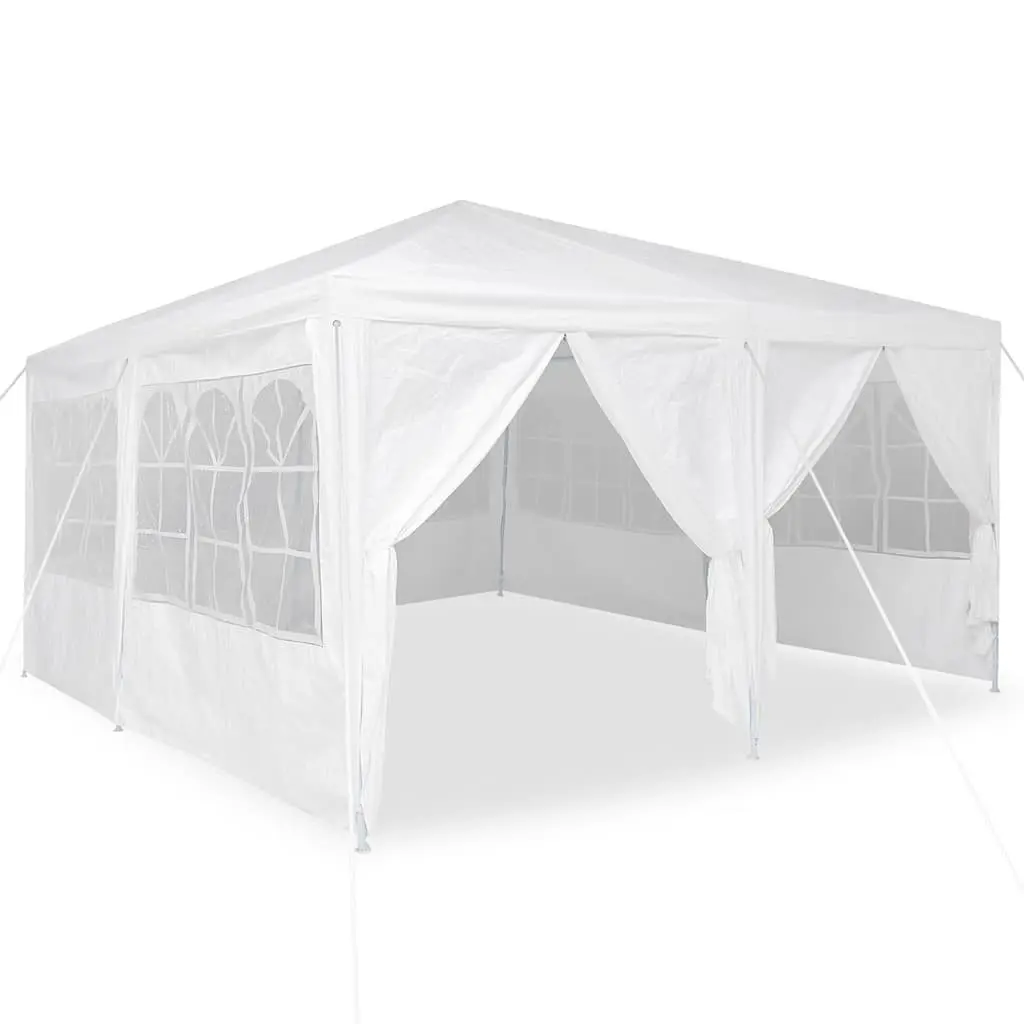 Party Tent White Durable Polyethylene 400x400x266cm Outdoor Canopy Gazebo with 8 Removable Sidewalls