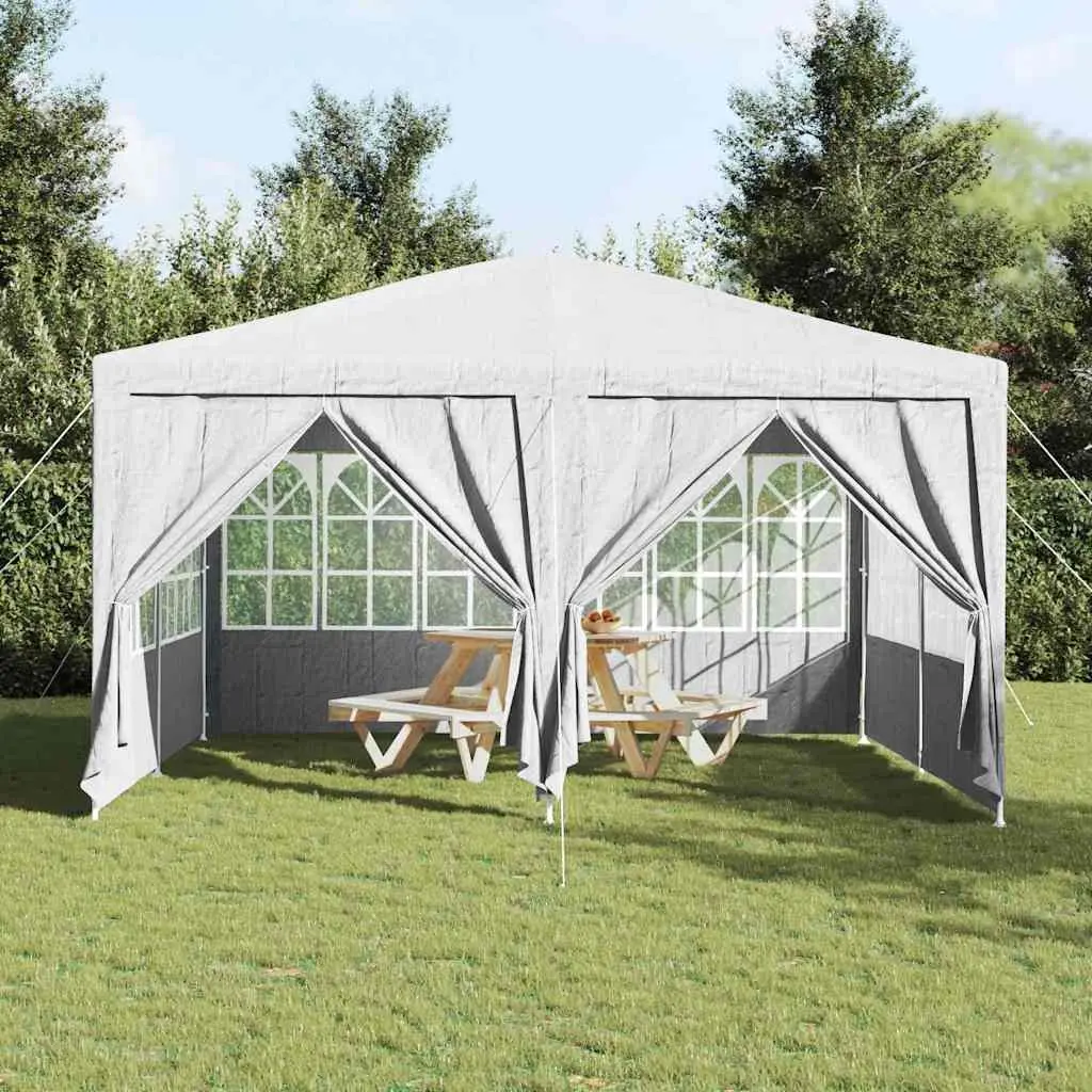 Party Tent White Durable Polyethylene 400x400x266cm Outdoor Canopy Gazebo with 8 Removable Sidewalls