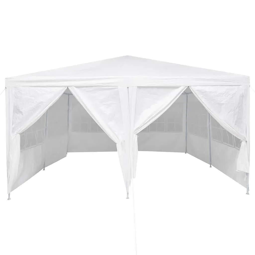 Party Tent White Durable Polyethylene 400x400x266cm Outdoor Canopy Gazebo with 8 Removable Sidewalls