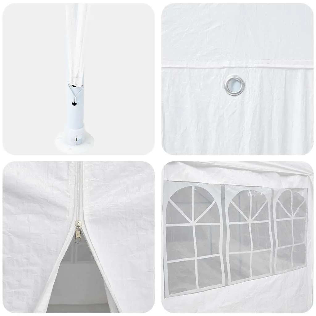 Party Tent White Durable Polyethylene 400x400x266cm Outdoor Canopy Gazebo with 8 Removable Sidewalls