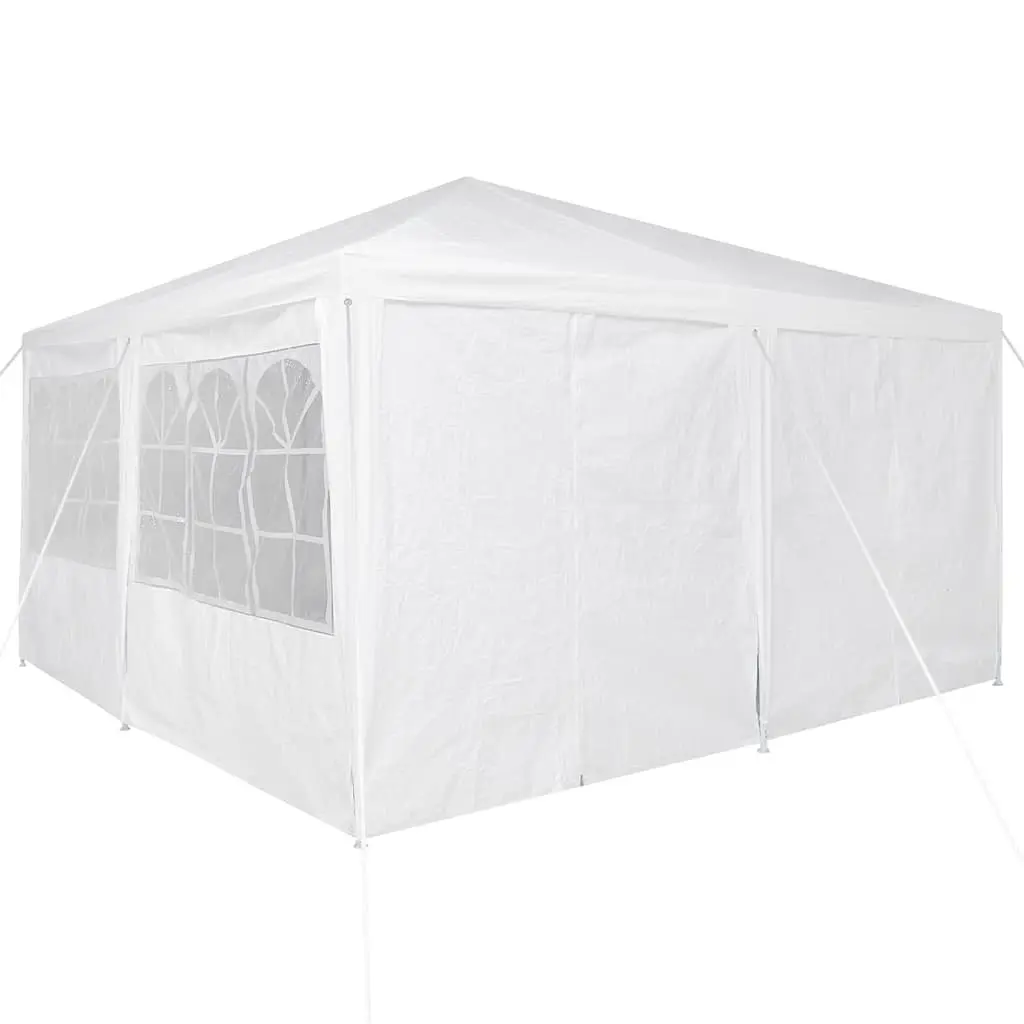 Party Tent White Durable Polyethylene 400x400x266cm Outdoor Canopy Gazebo with 8 Removable Sidewalls