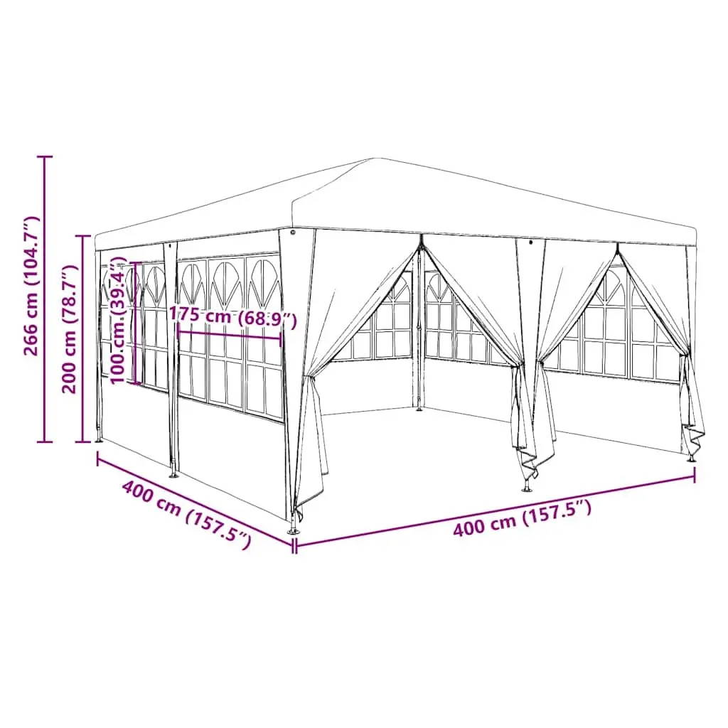 Party Tent Blue Outdoor Canopy Gazebo 400x400x266cm with Removable Sidewalls