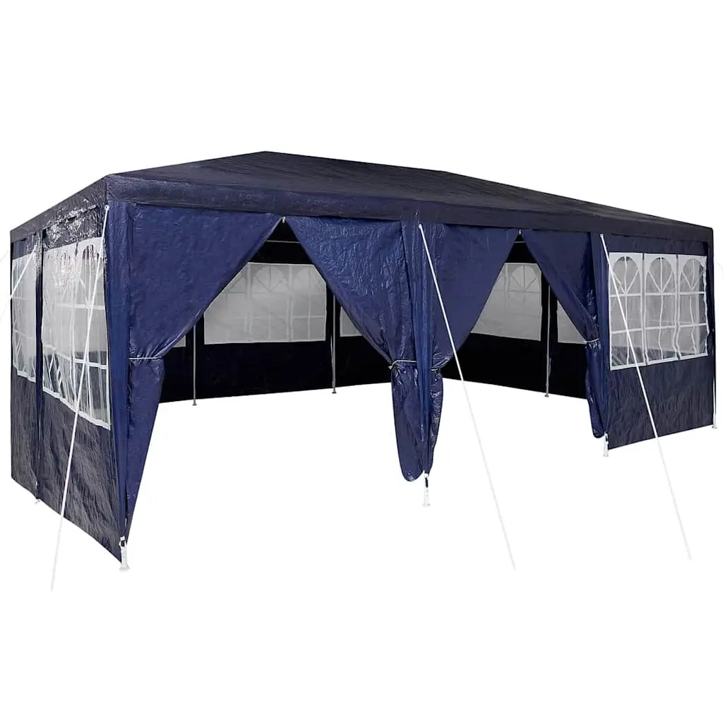 Party Tent Blue 600 x 400 x 266 cm Outdoor Canopy Gazebo with Removable Sidewalls