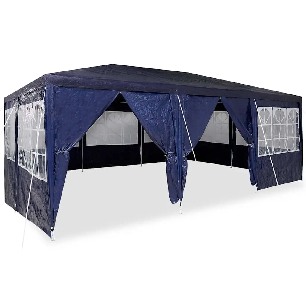 Party Tent Blue 600 x 400 x 266 cm Outdoor Canopy Gazebo with Removable Sidewalls
