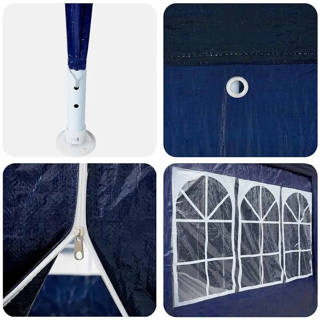 Party Tent Blue 600 x 400 x 266 cm Outdoor Canopy Gazebo with Removable Sidewalls