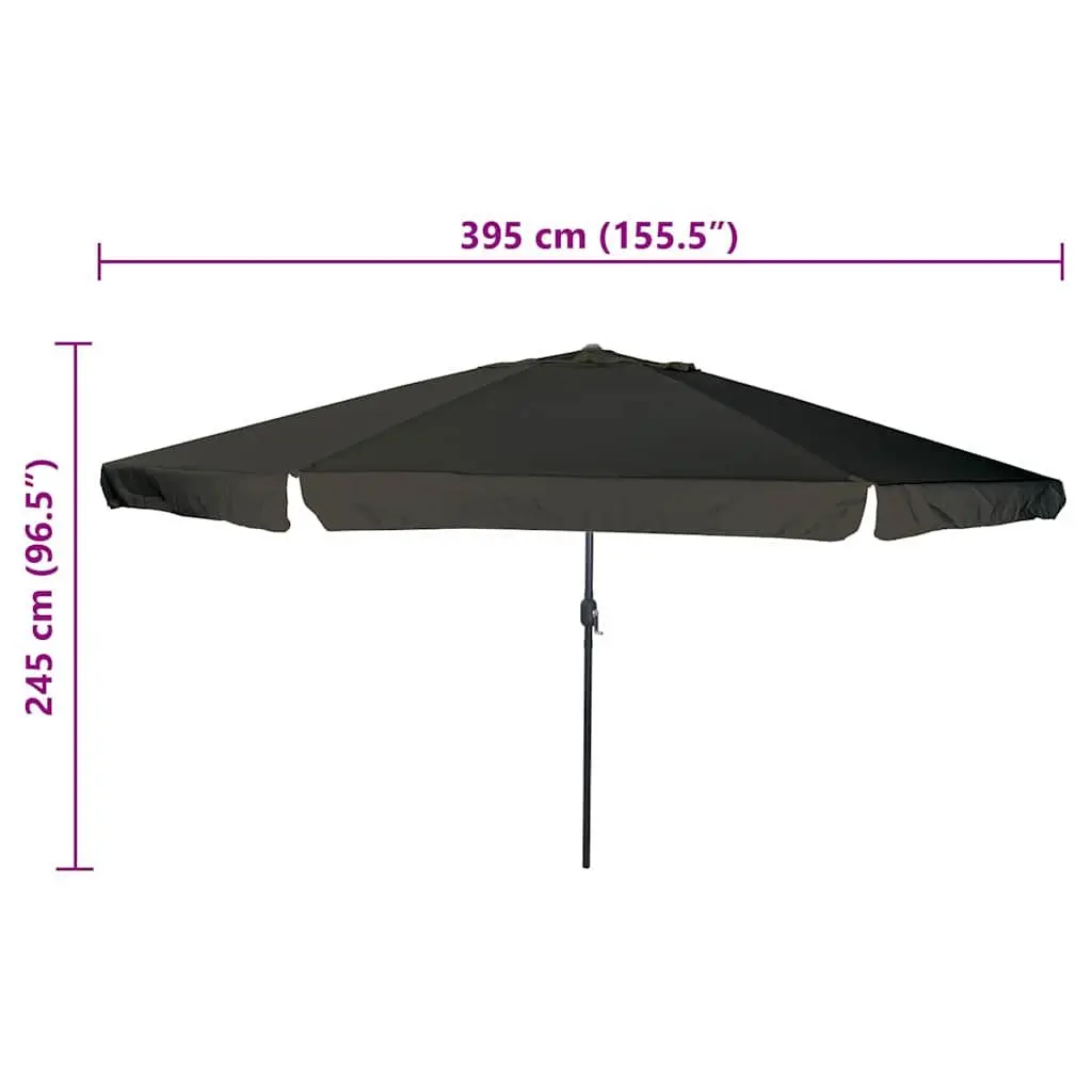 Garden Parasol Black 394x394x248cm Outdoor Sunshade Patio Umbrella Hand Crank