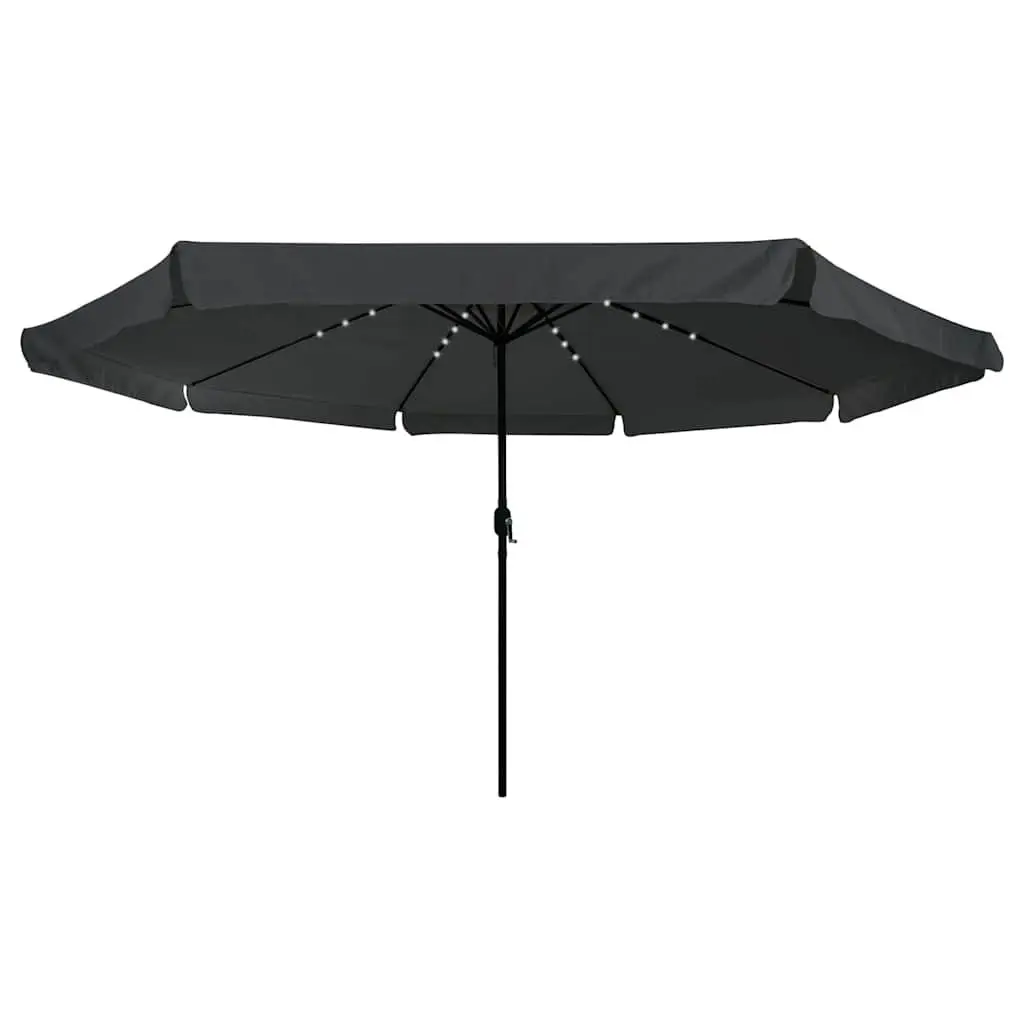 Garden Parasol 395x395x245cm Outdoor Umbrella Sunshade LED Lighting Anthracite