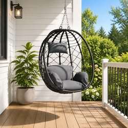 Hanging Egg Chair Anthracite Outdoor Indoor Swing Porch Garden Balcony