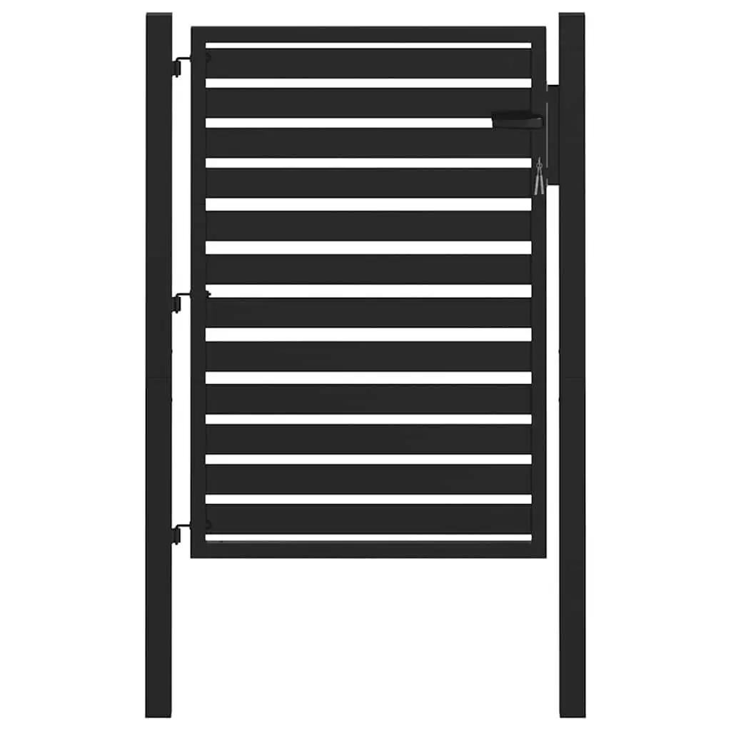 Garden Gate Lockable Black 100x120cm Aluminium Entry Fence Patio Barrier