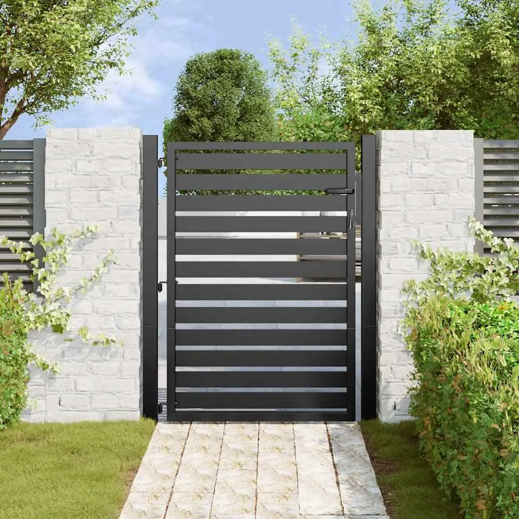 Garden Gate Lockable Black 100x120cm Aluminium Entry Fence Patio Barrier