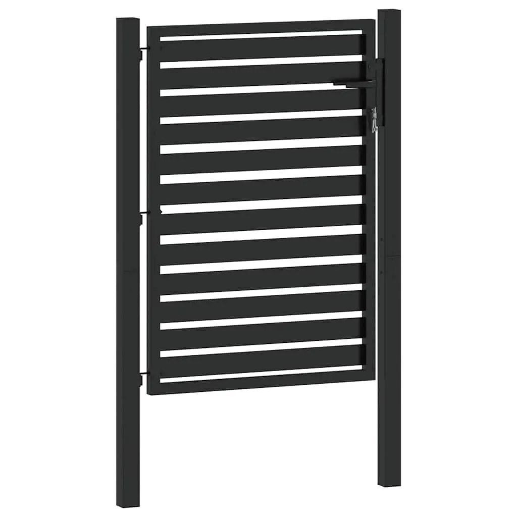 Garden Gate Lockable Black 100x120cm Aluminium Entry Fence Patio Barrier