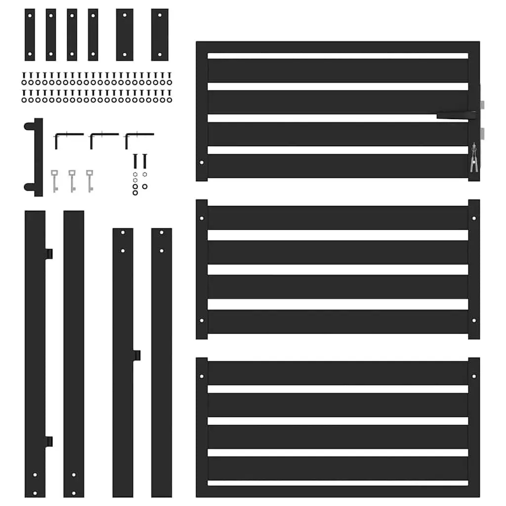 Garden Gate Lockable Black 100x120cm Aluminium Entry Fence Patio Barrier