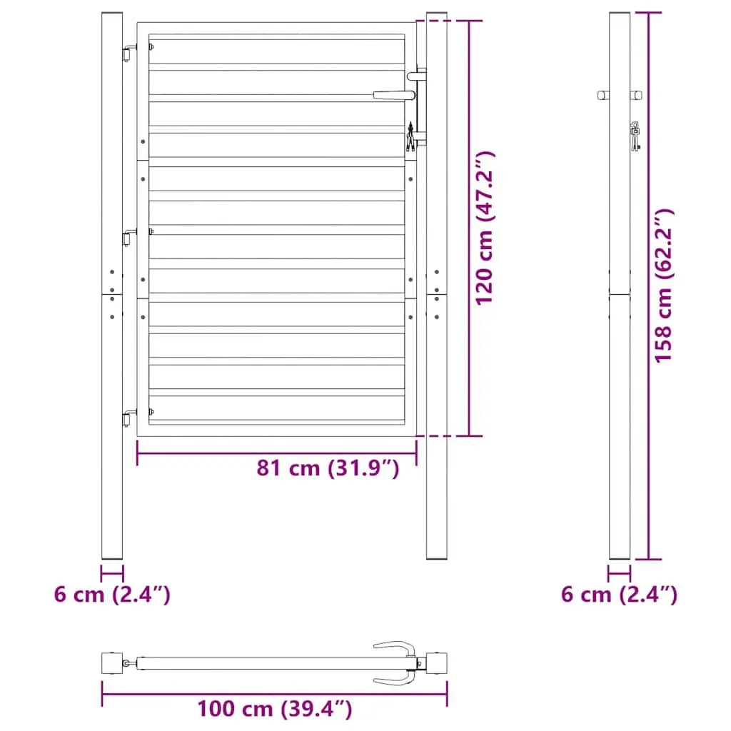 Garden Gate Lockable Black 100x120cm Aluminium Entry Fence Patio Barrier